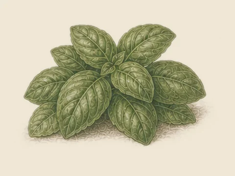 Illustration botanique du basilic