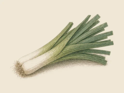 Illustration botanique du poireau