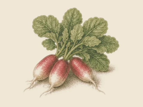 Illustration botanique du radis